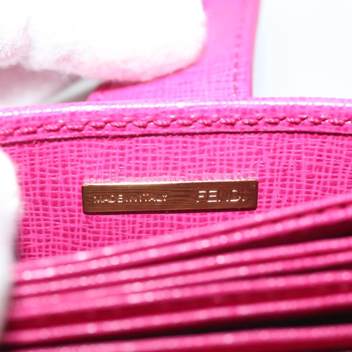 FENDI Card Case Leather Pink Gold Auth SW1004