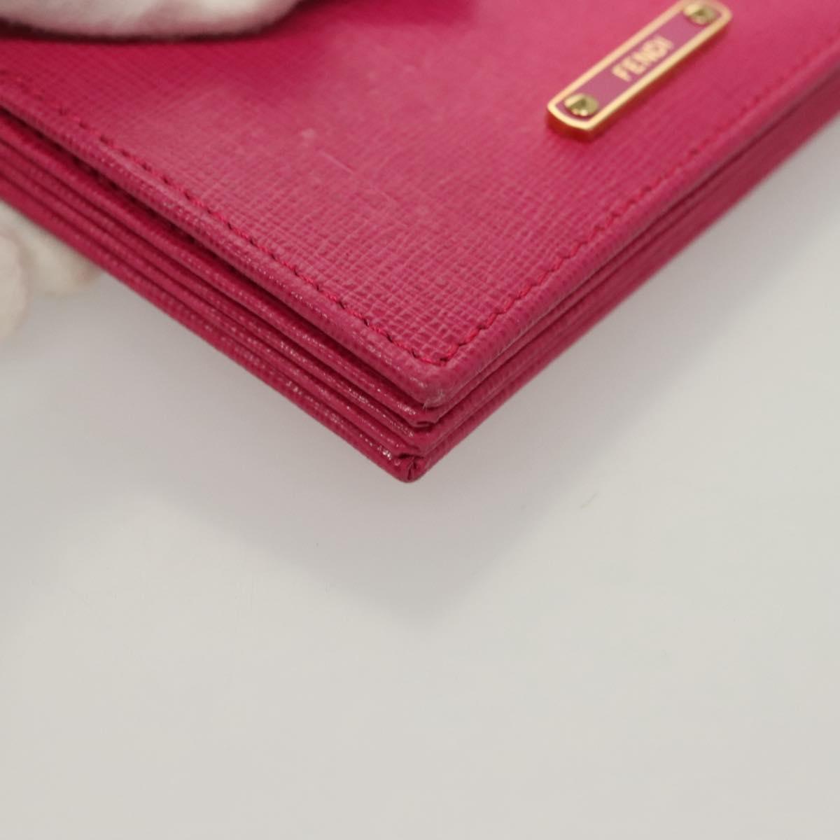 FENDI Card Case Leather Pink Gold Auth SW1004