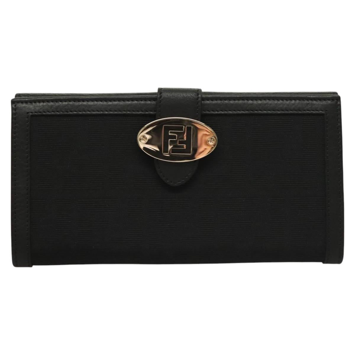 FENDI Zucca Canvas Long Wallet Black Auth SW1005