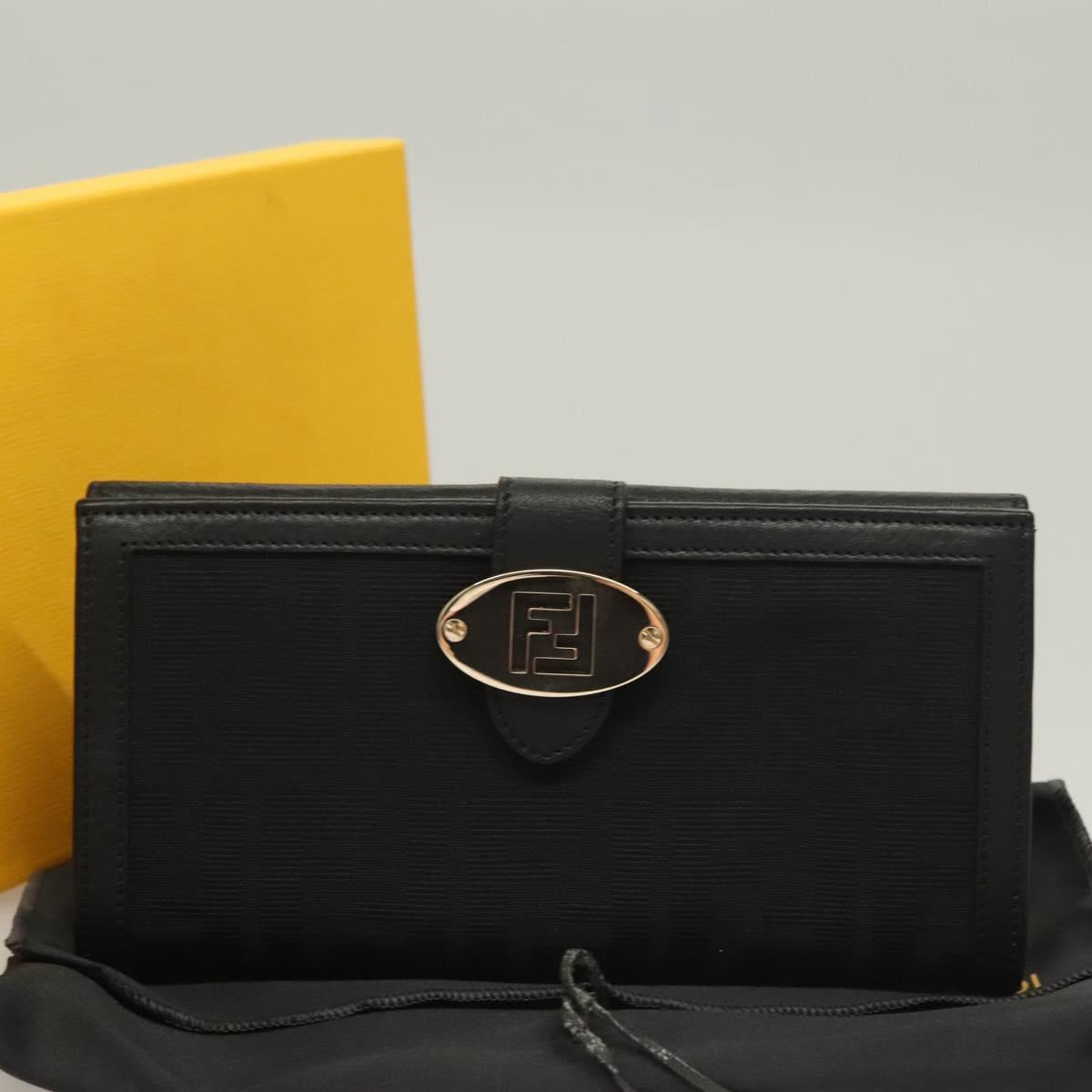 FENDI Zucca Canvas Long Wallet Black Auth SW1005