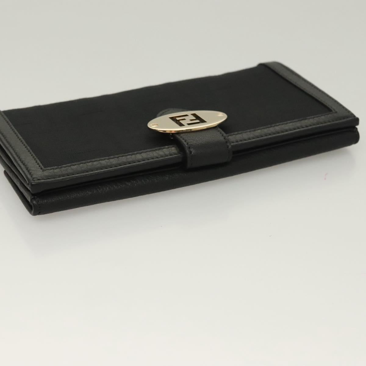 FENDI Zucca Canvas Long Wallet Black Auth SW1005