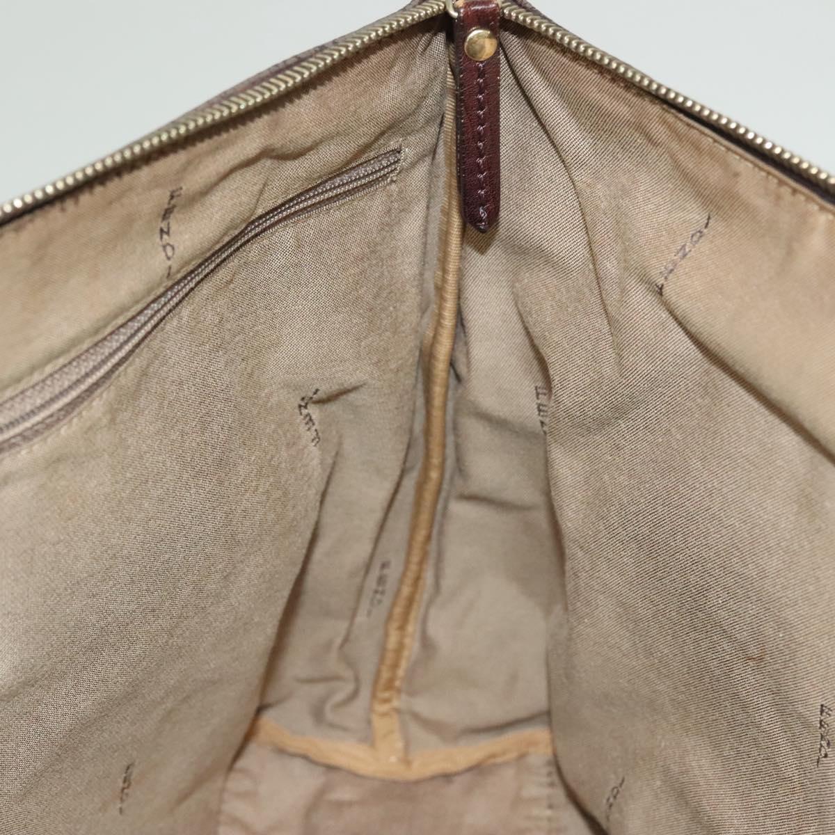 FENDI Zucchino Canvas Tote Bag Brown Gold Auth SW1006