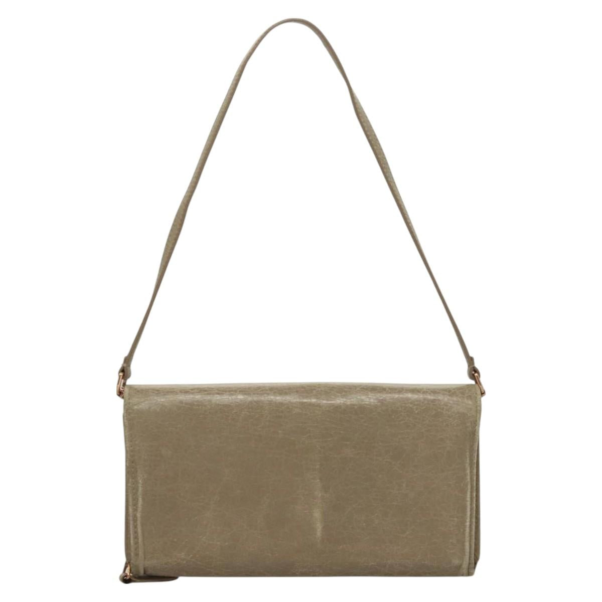 BALENCIAGA Wallet Giant Shoulder Bag Leather Beige 253055 Auth SW1009