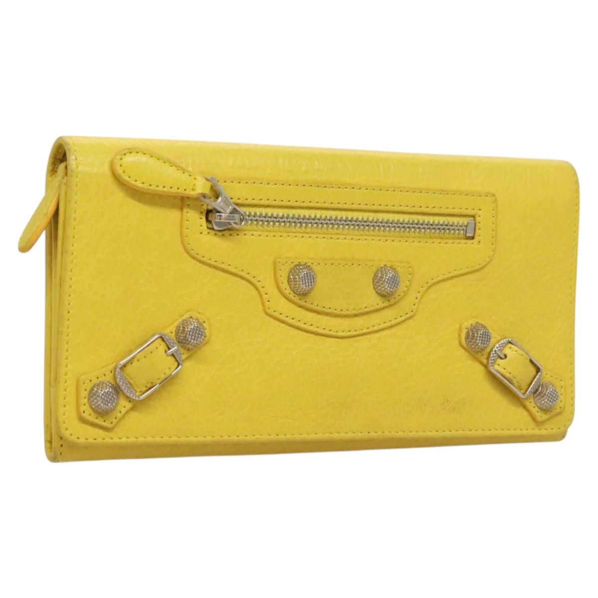 BALENCIAGA Long Wallet Leather Yellow 233599 Auth SW1010