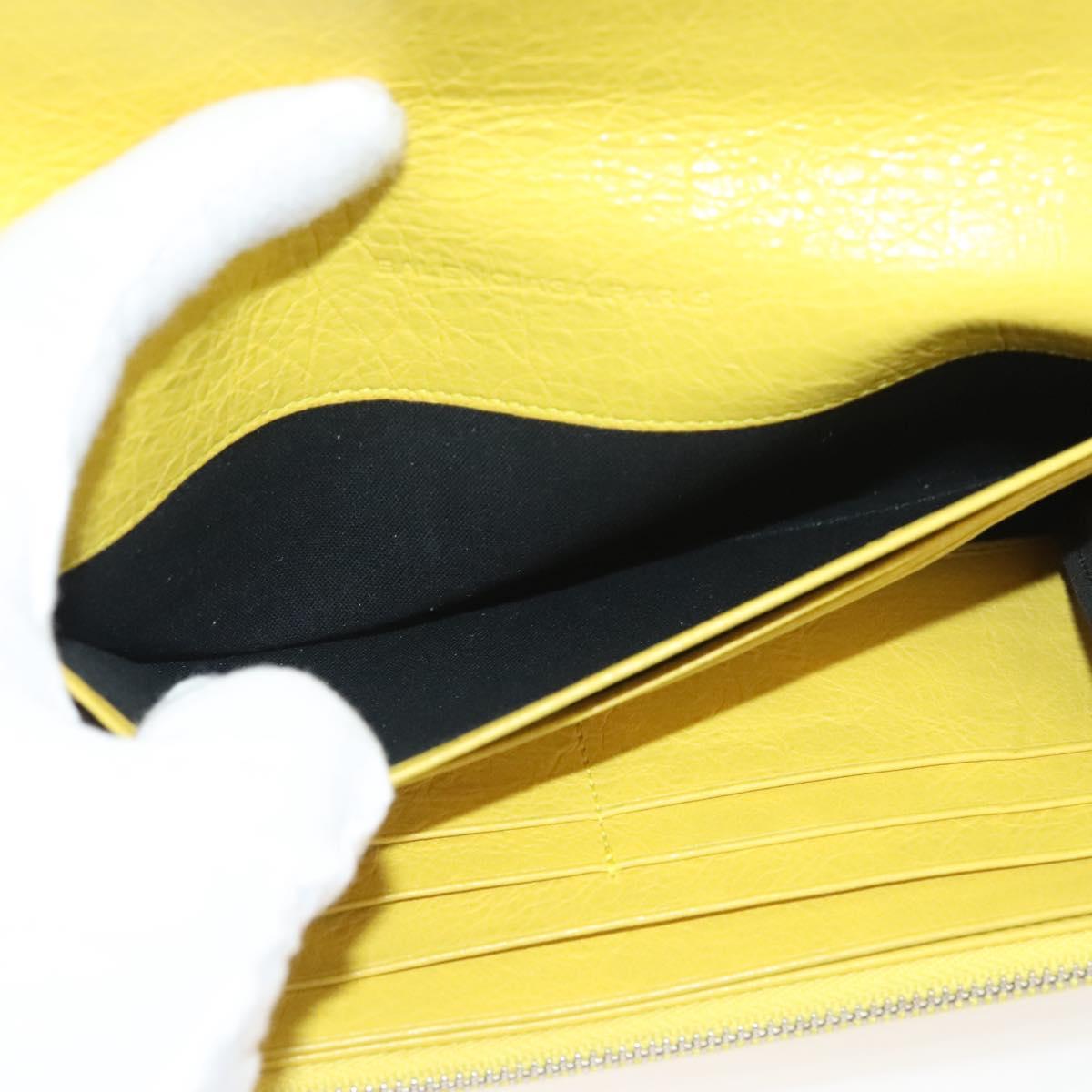 BALENCIAGA Long Wallet Leather Yellow 233599 Auth SW1010