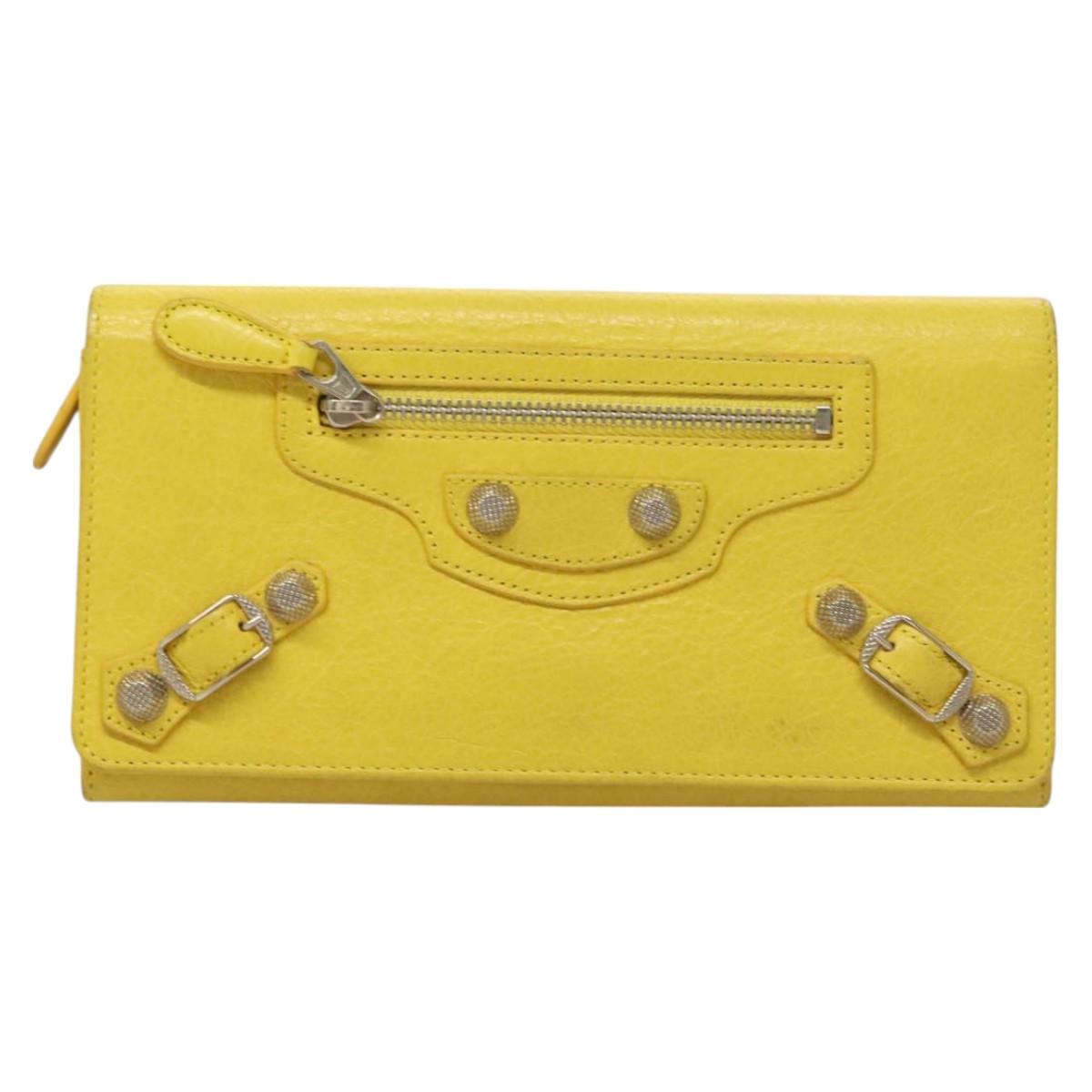 BALENCIAGA Long Wallet Leather Yellow 233599 Auth SW1010