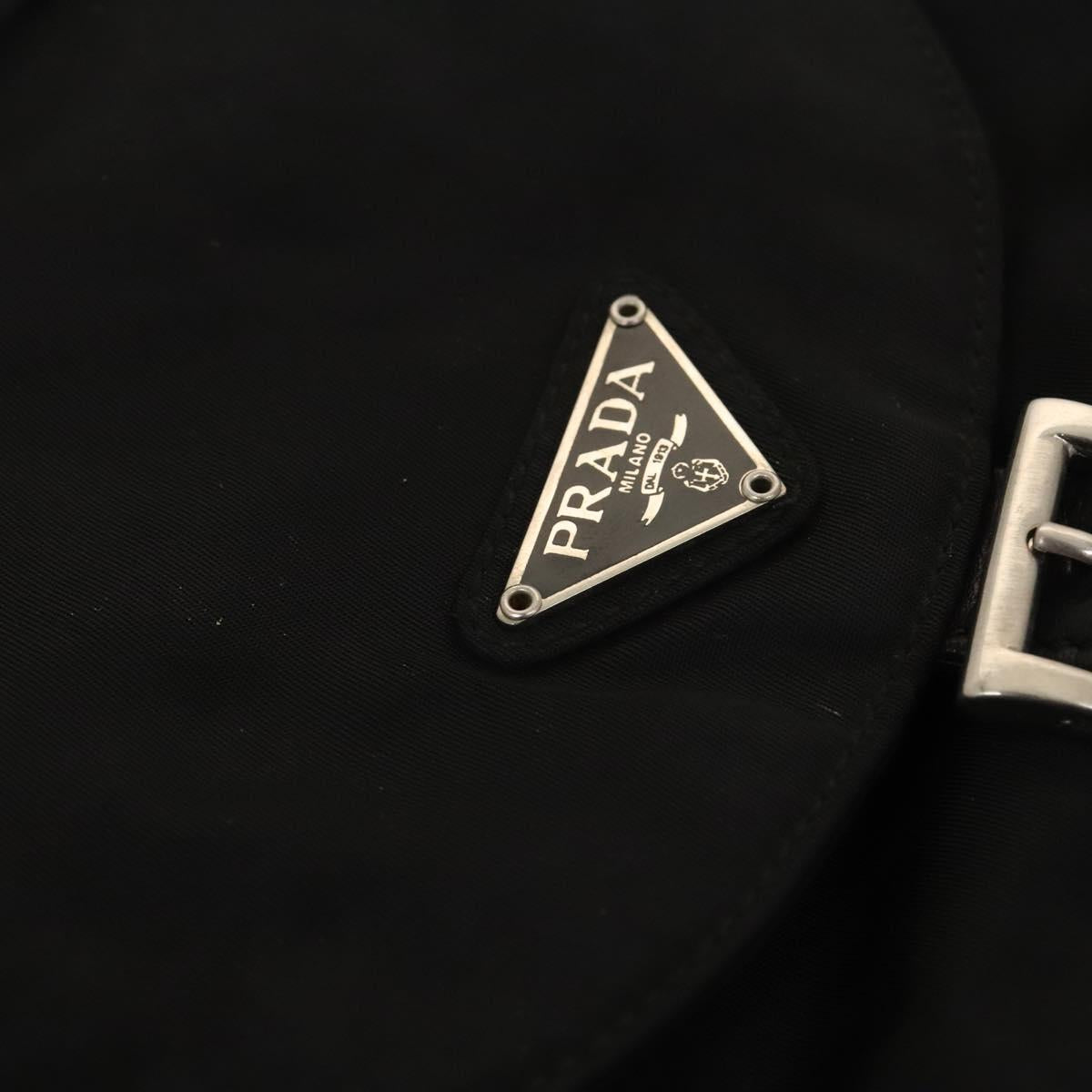PRADA Backpack Nylon Black Silver Auth SW1014