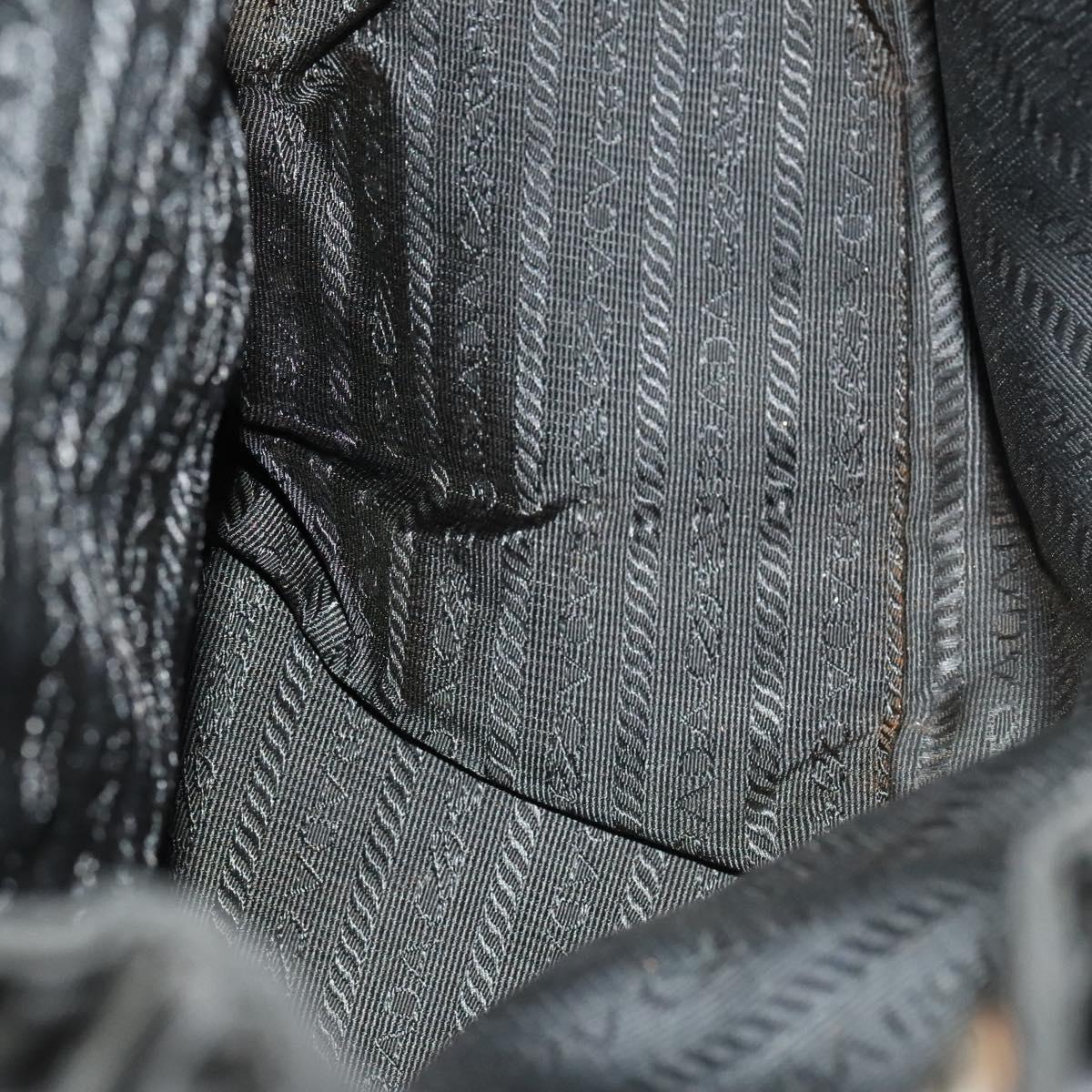 PRADA Backpack Nylon Black Silver Auth SW1014