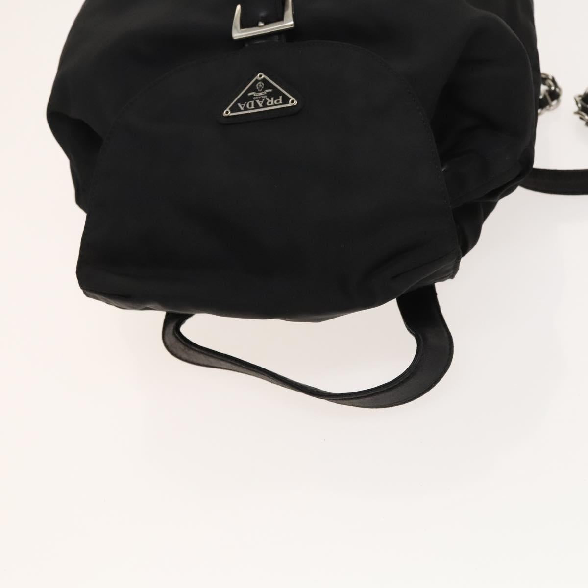 PRADA Backpack Nylon Black Silver Auth SW1014