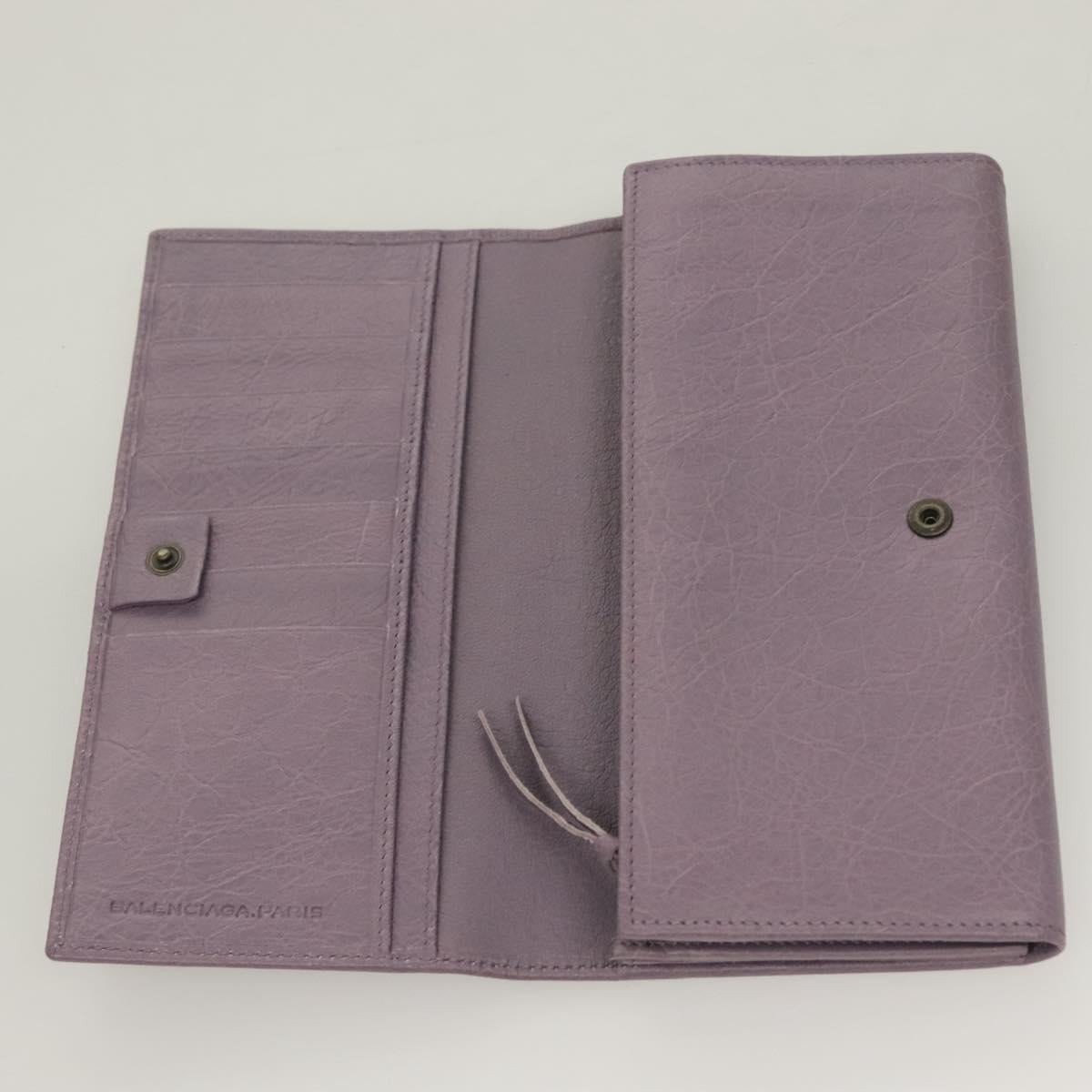 BALENCIAGA Classic Continental Zip Wallet Leather Purple 253038 Auth SW1026M