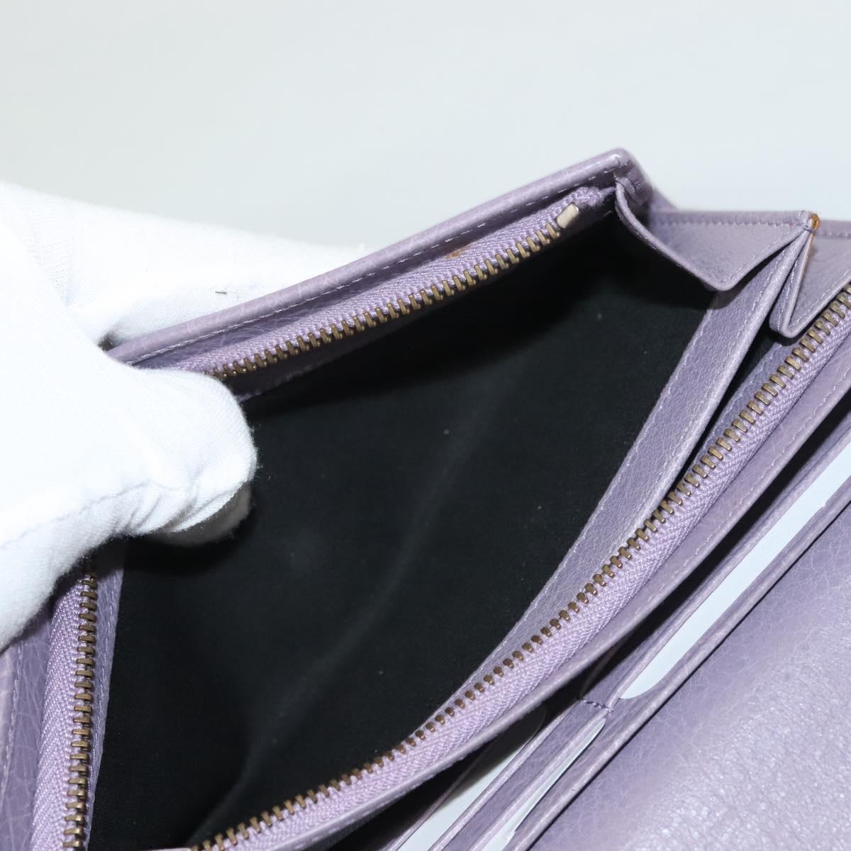 BALENCIAGA Classic Continental Zip Wallet Leather Purple 253038 Auth SW1026M