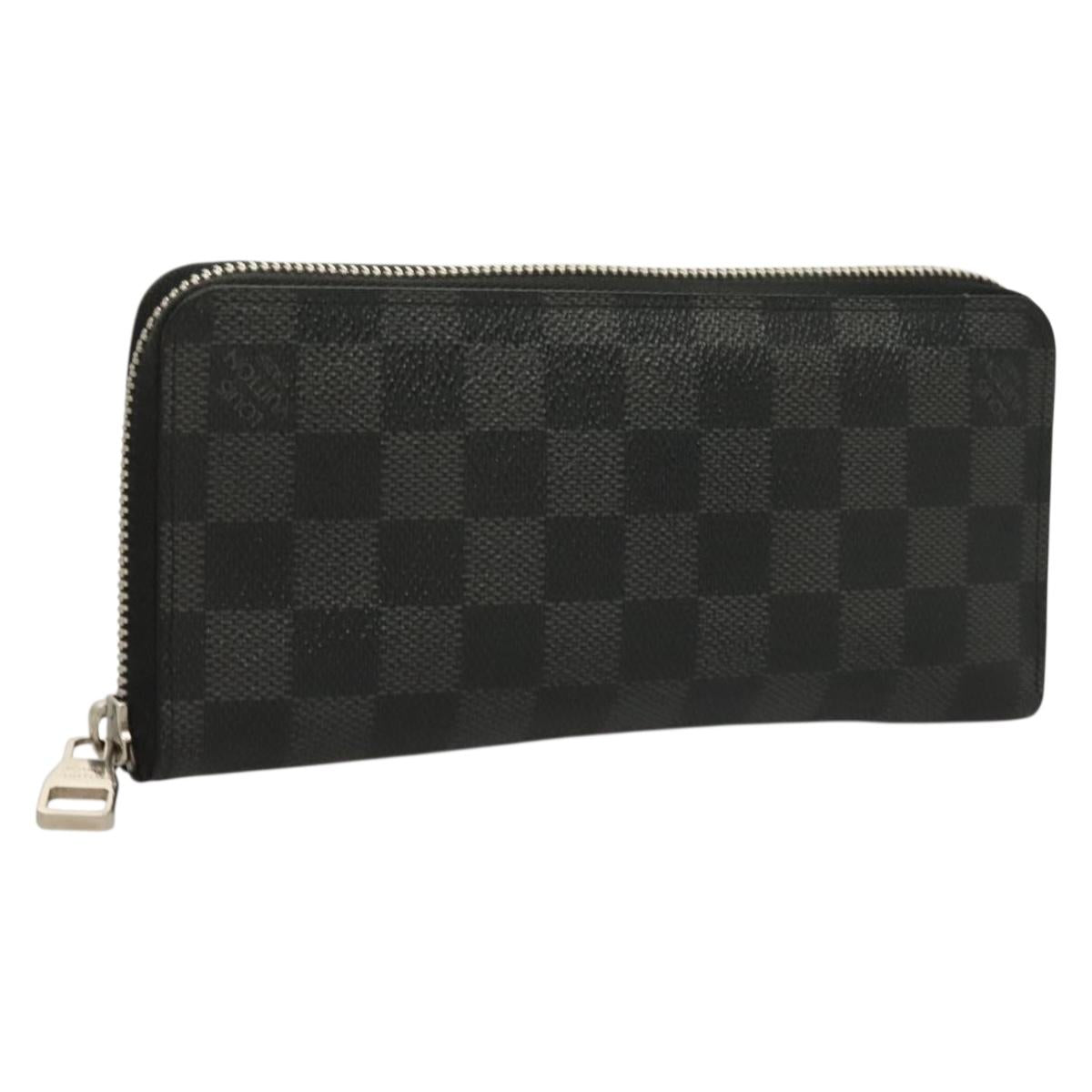 LOUIS VUITTON Damier Graphite Zippy Wallet Vertical N63095 LV Auth SW1050