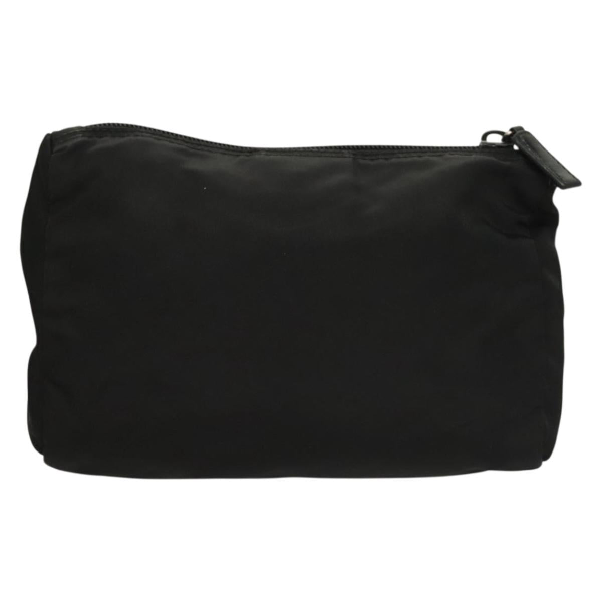 PRADA Pouch Nylon Black Silver Auth SW1056
