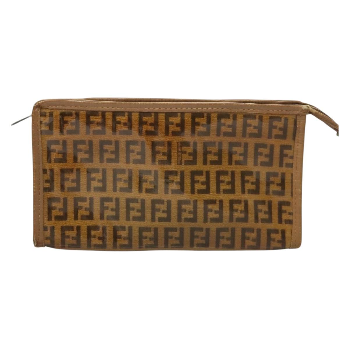 FENDI Gucci GG Canvas Zucchino Canvas Pouch 2Set Beige Auth SW1080