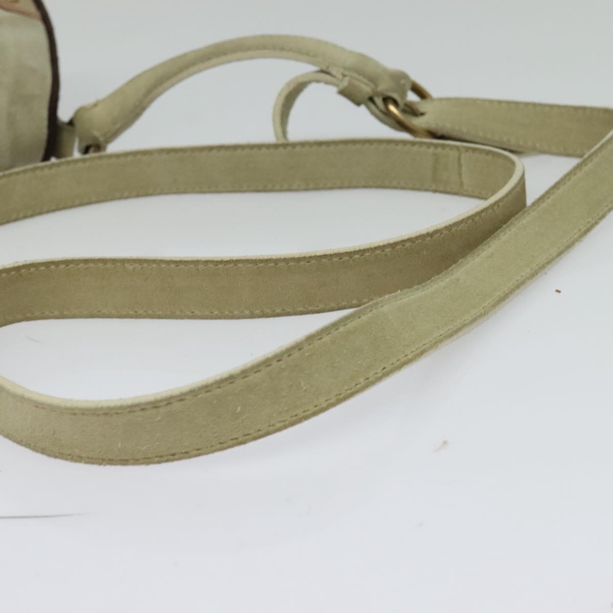 Miu Miu Shoulder Bag Suede Gray Gold Auth sw1086