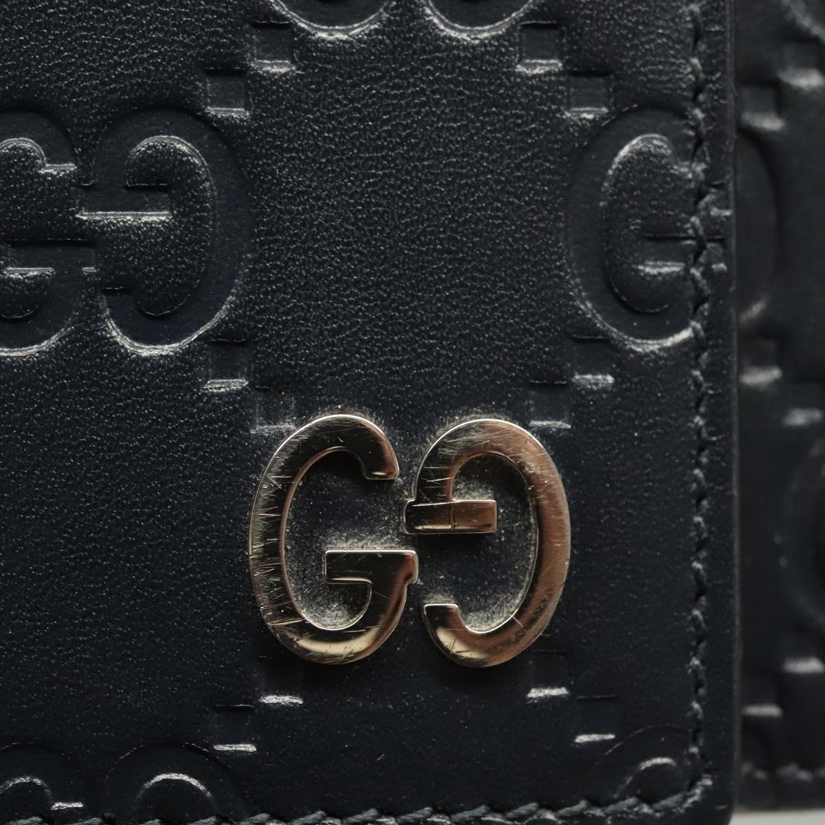 GUCCI GG Canvas Guccissima Key Case Leather Black Silver 473924 Auth sw1089