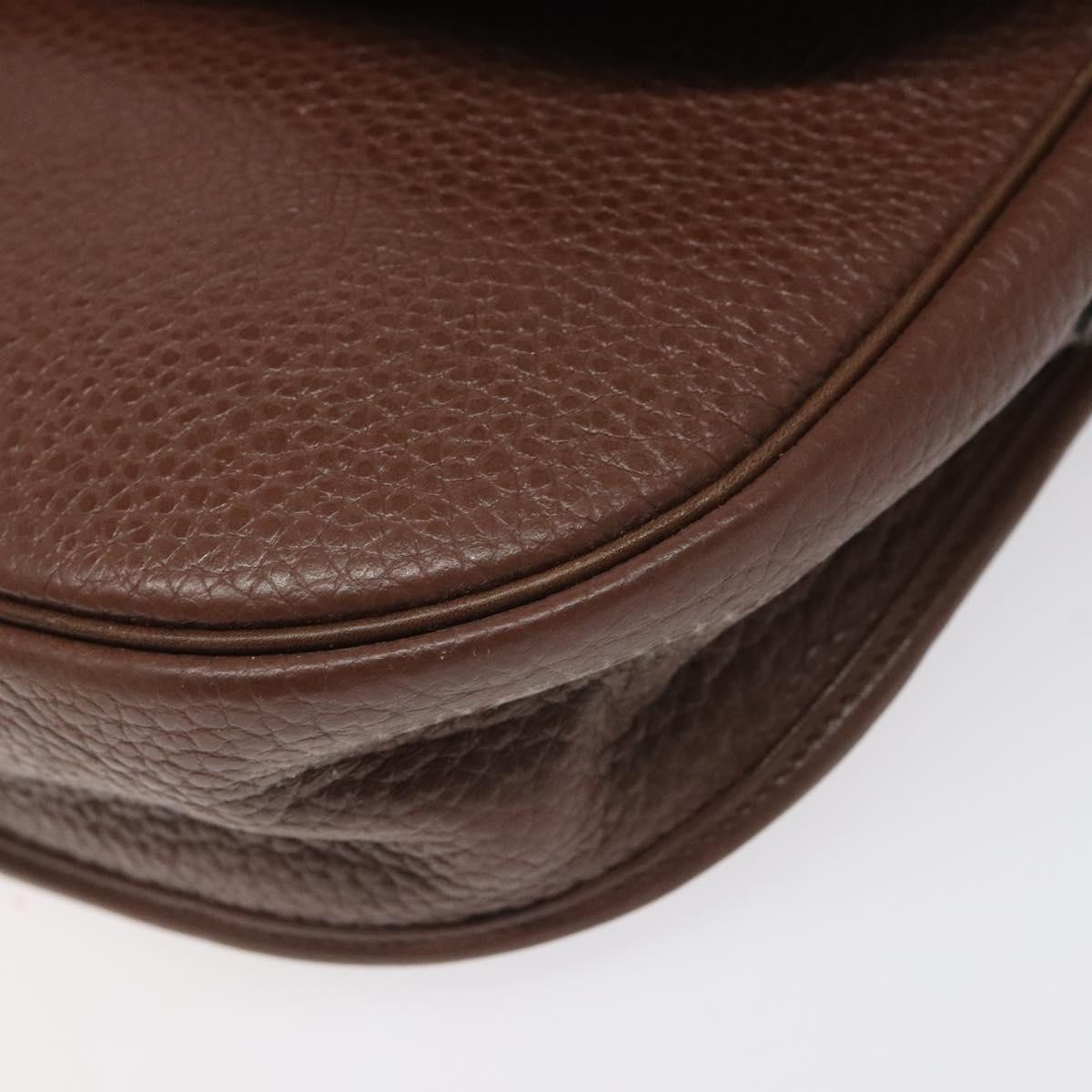 Christian Dior Shoulder Bag Leather Brown Gold Auth sw109