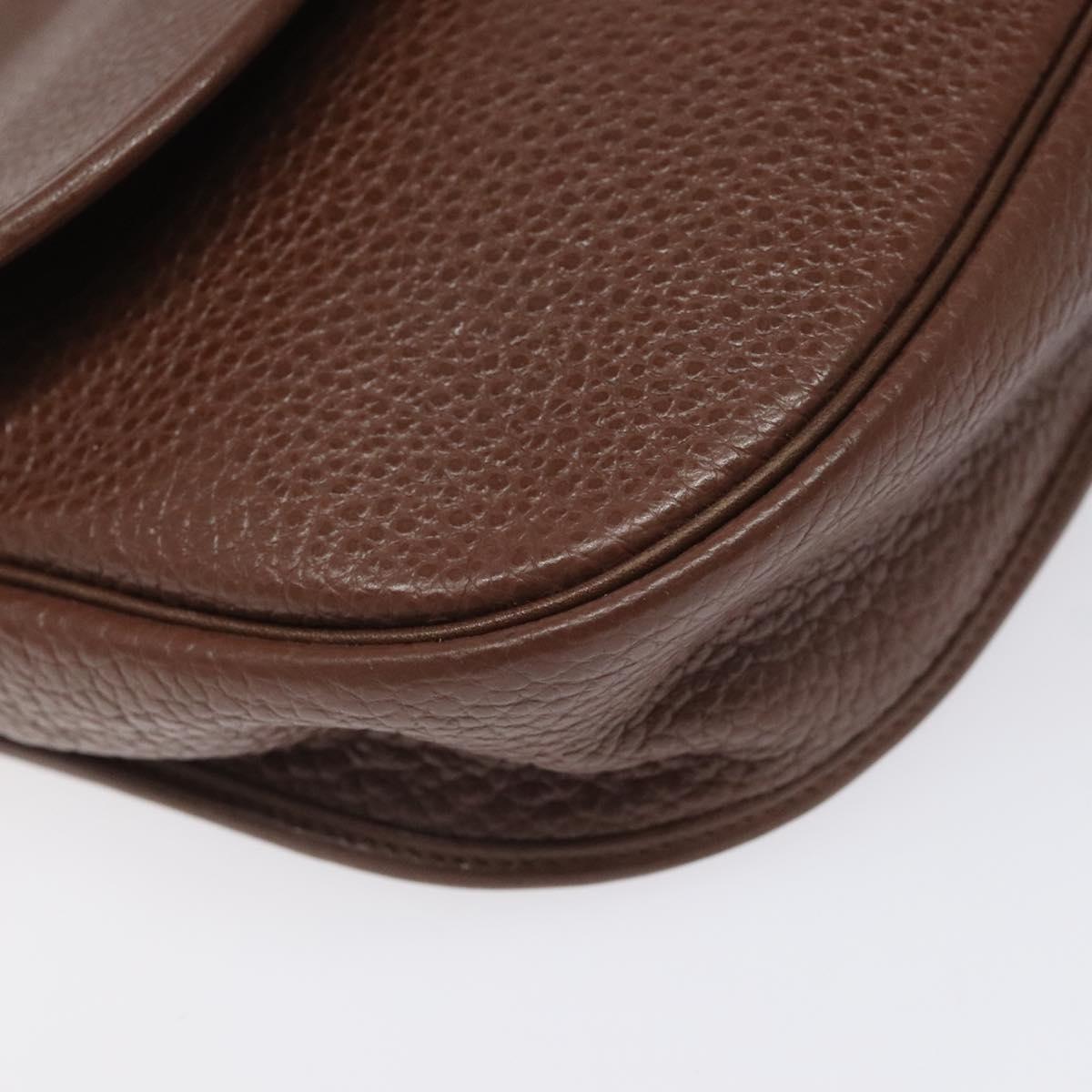 Christian Dior Shoulder Bag Leather Brown Gold Auth sw109