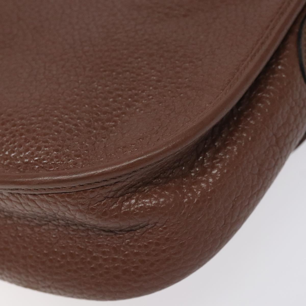 Christian Dior Shoulder Bag Leather Brown Gold Auth sw109