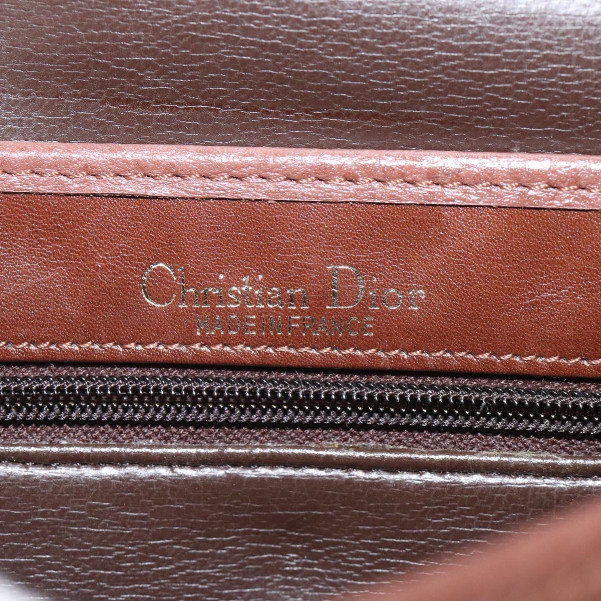 Christian Dior Shoulder Bag Leather Brown Gold Auth sw109