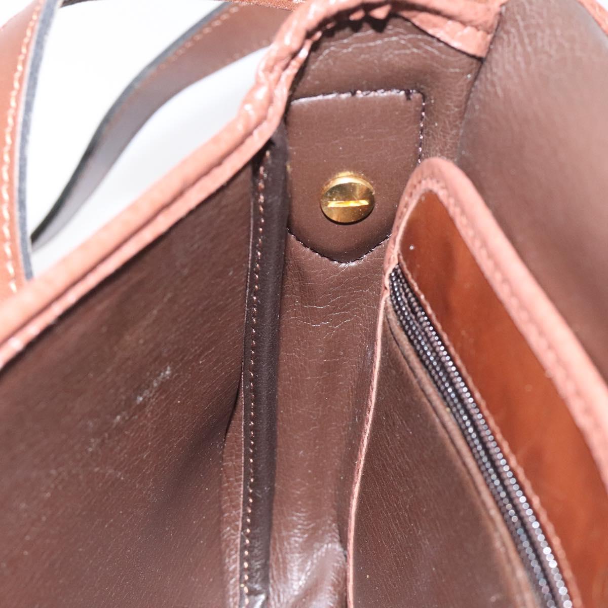 Christian Dior Shoulder Bag Leather Brown Gold Auth sw109