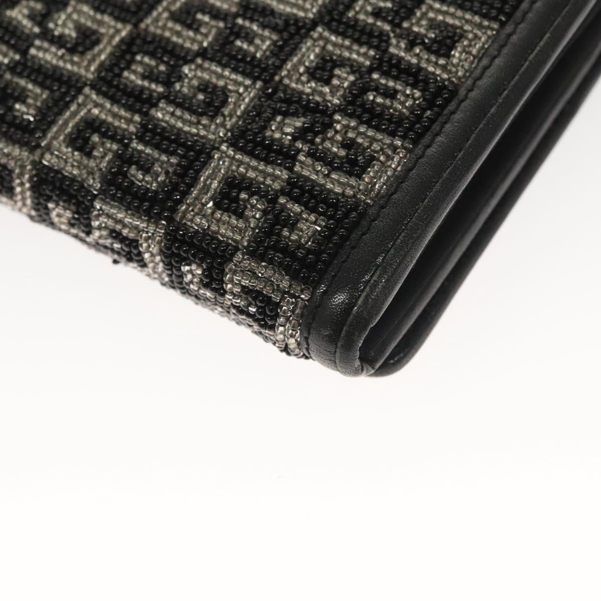 GIVENCHY Wallet Beads Black Silver Auth sw1091