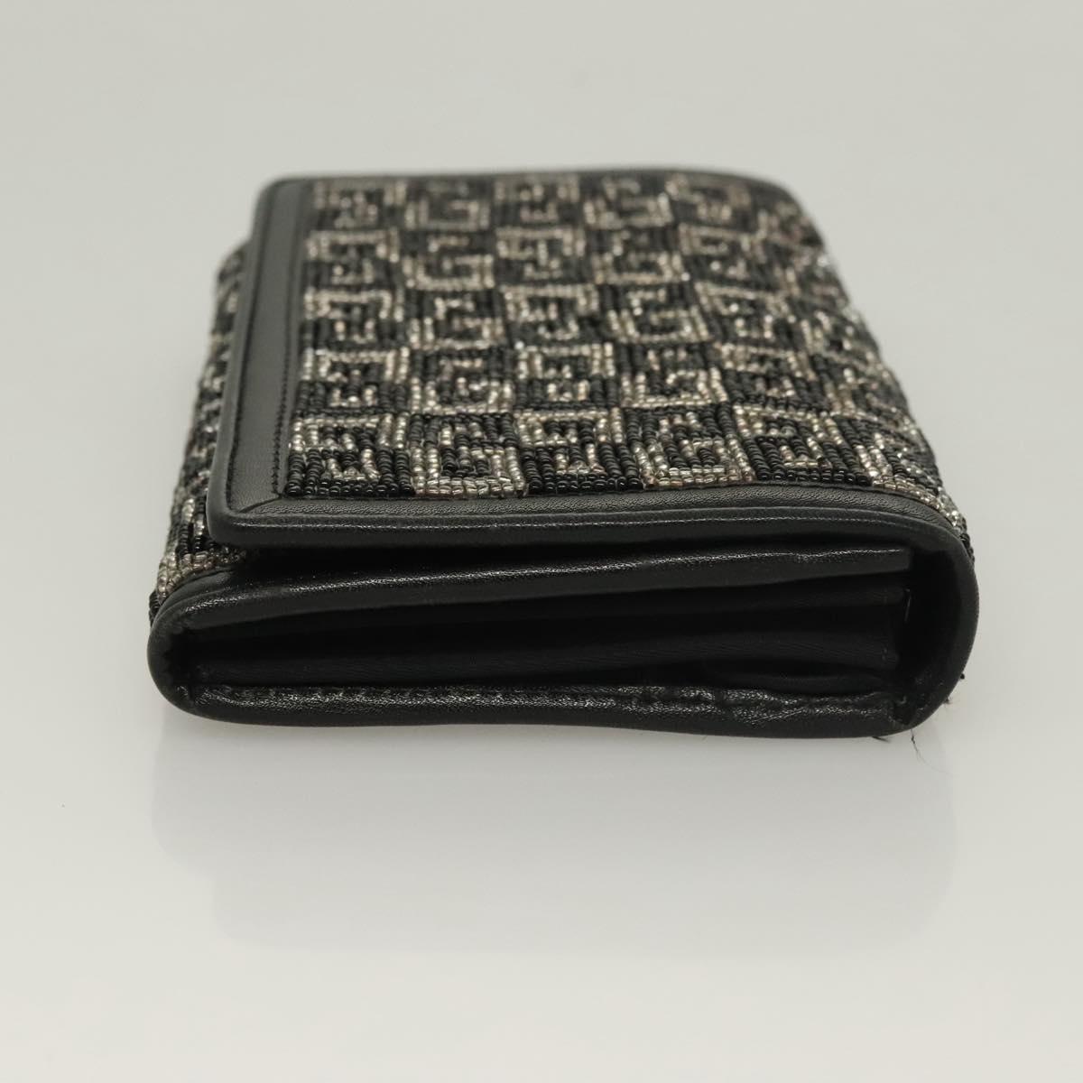 GIVENCHY Wallet Beads Black Silver Auth sw1091