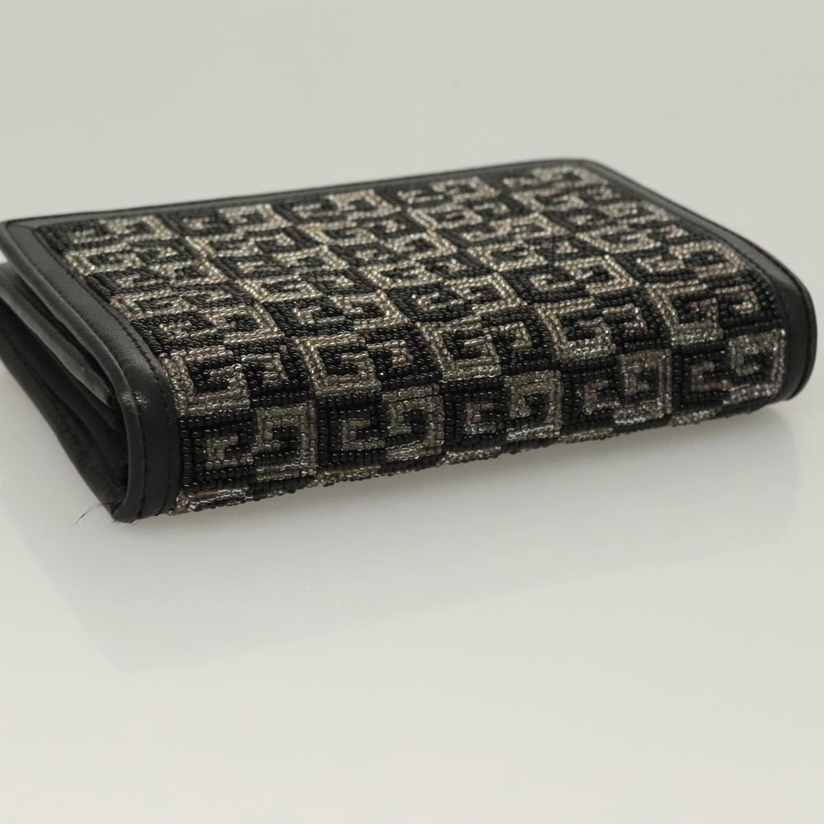 GIVENCHY Wallet Beads Black Silver Auth sw1091