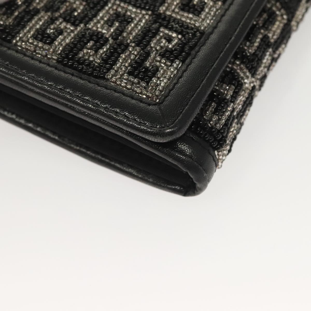 GIVENCHY Wallet Beads Black Silver Auth sw1091