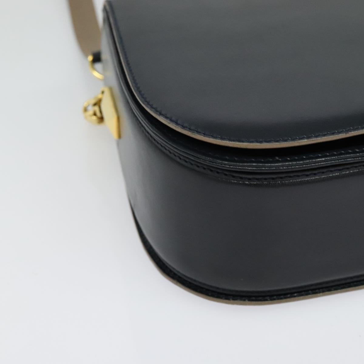 BALLY Shoulder Bag Leather Black Gold Auth sw1097