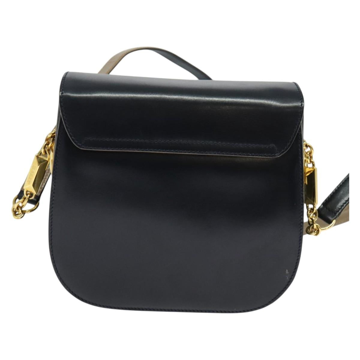 BALLY Shoulder Bag Leather Black Gold Auth sw1097