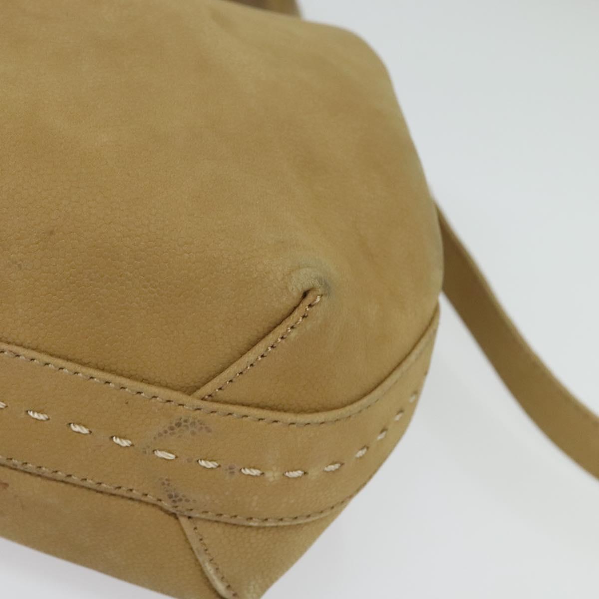 CELINE Hand Bag Leather 2way Beige Gold Auth sw1099