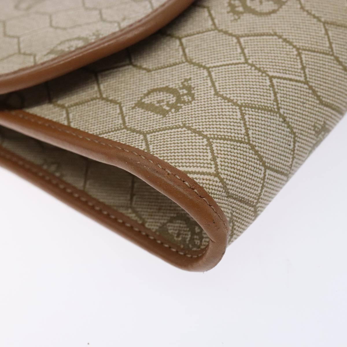 Christian Dior Honeycomb Canvas Shoulder Bag PVC Beige Gold Auth sw1104