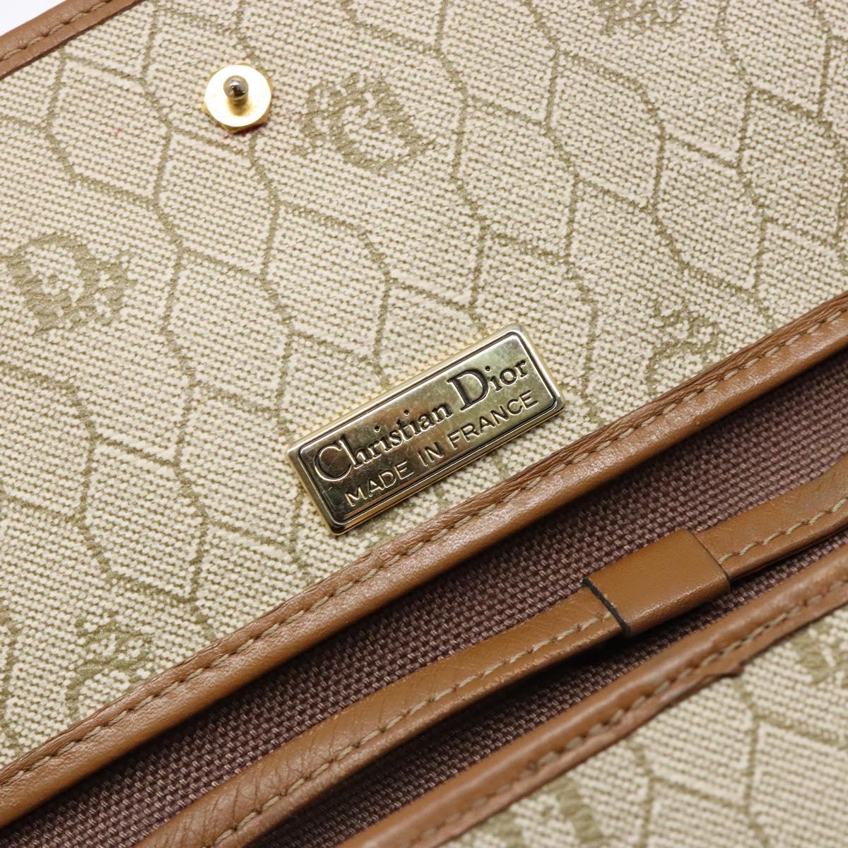 Christian Dior Honeycomb Canvas Shoulder Bag PVC Beige Gold Auth sw1104