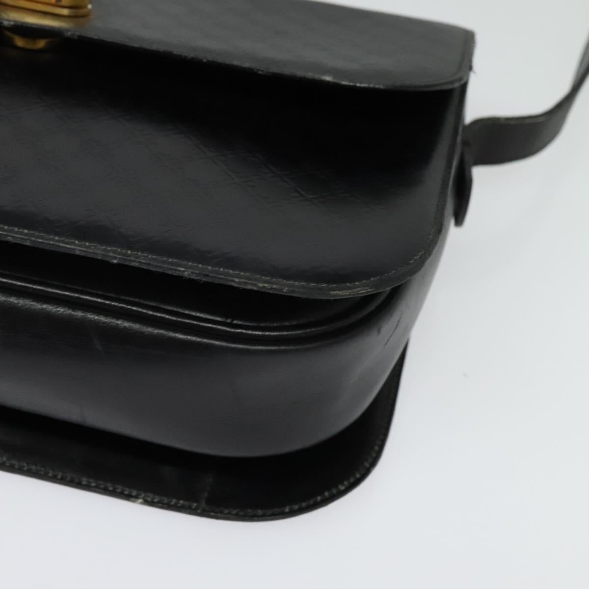 Salvatore Ferragamo Shoulder Bag Leather Black Gold Auth sw1109
