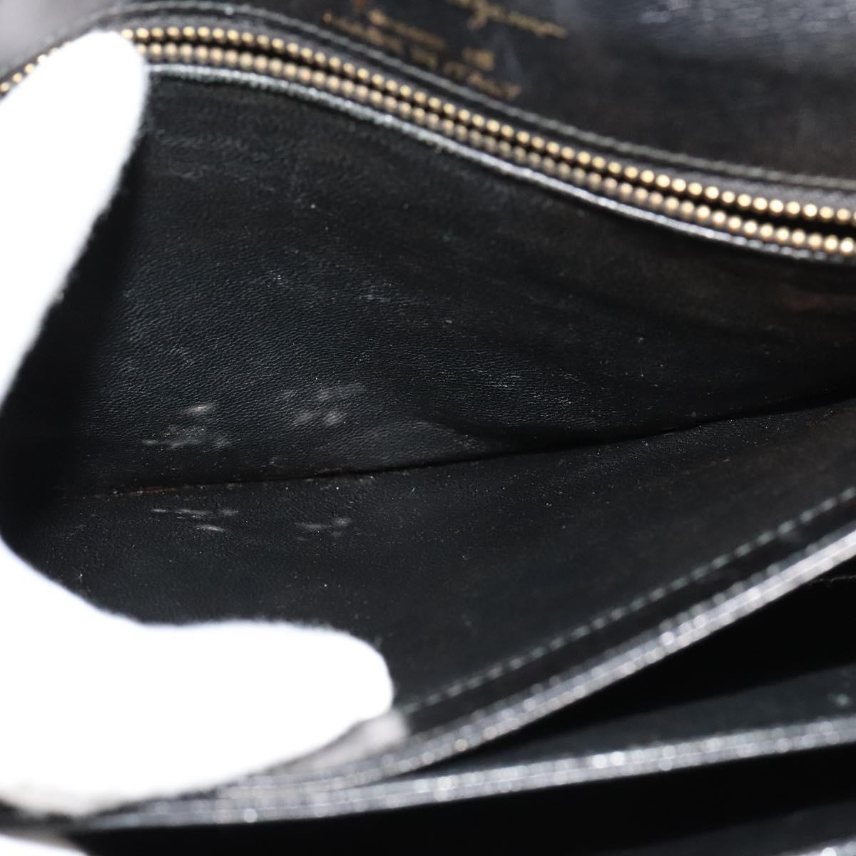 Salvatore Ferragamo Shoulder Bag Leather Black Gold Auth sw1109