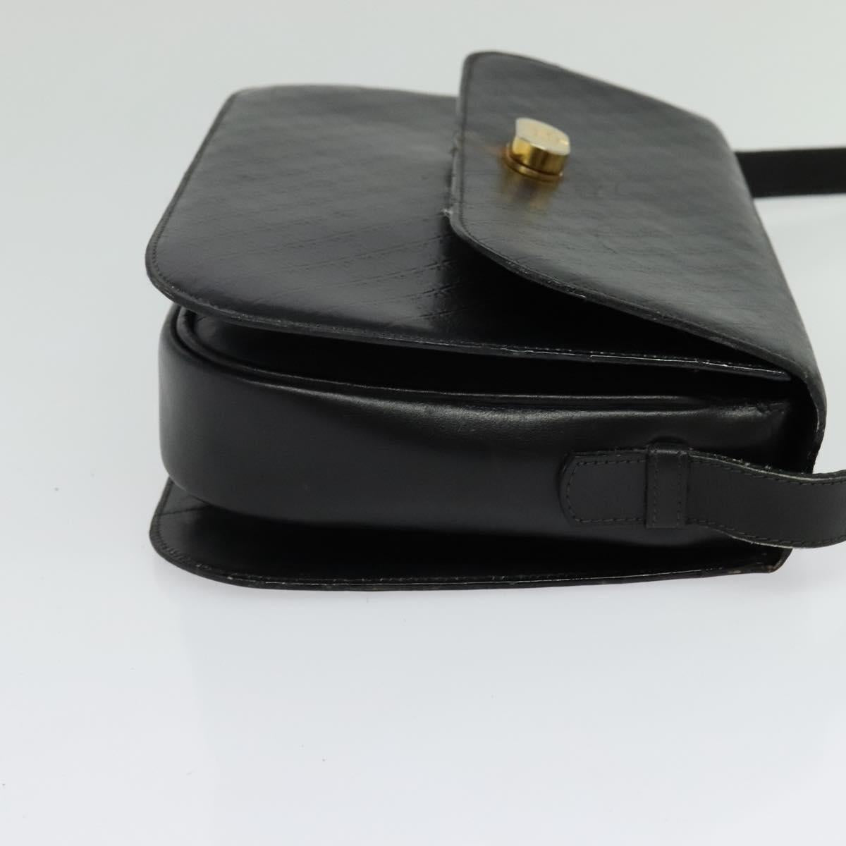 Salvatore Ferragamo Shoulder Bag Leather Black Gold Auth sw1109