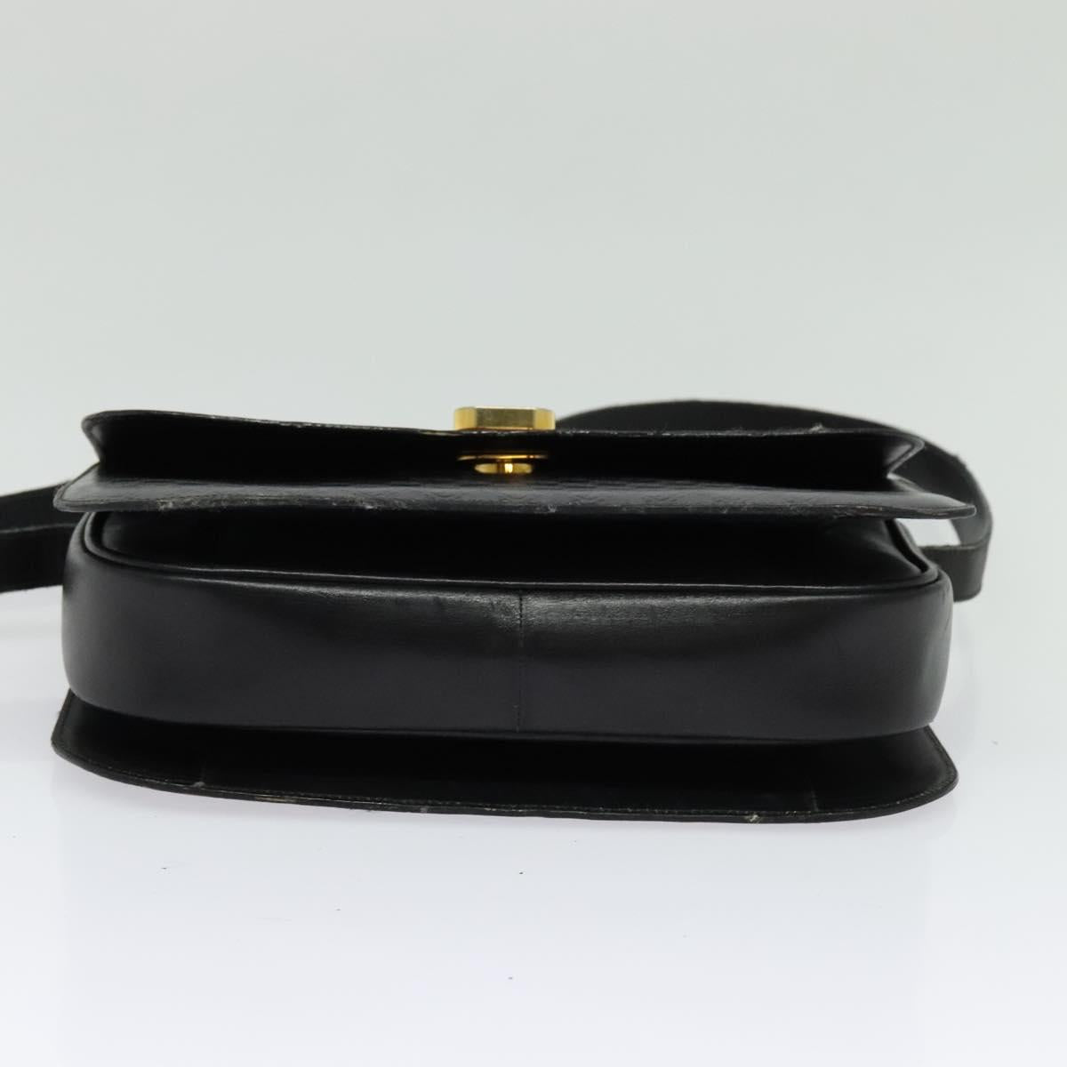 Salvatore Ferragamo Shoulder Bag Leather Black Gold Auth sw1109