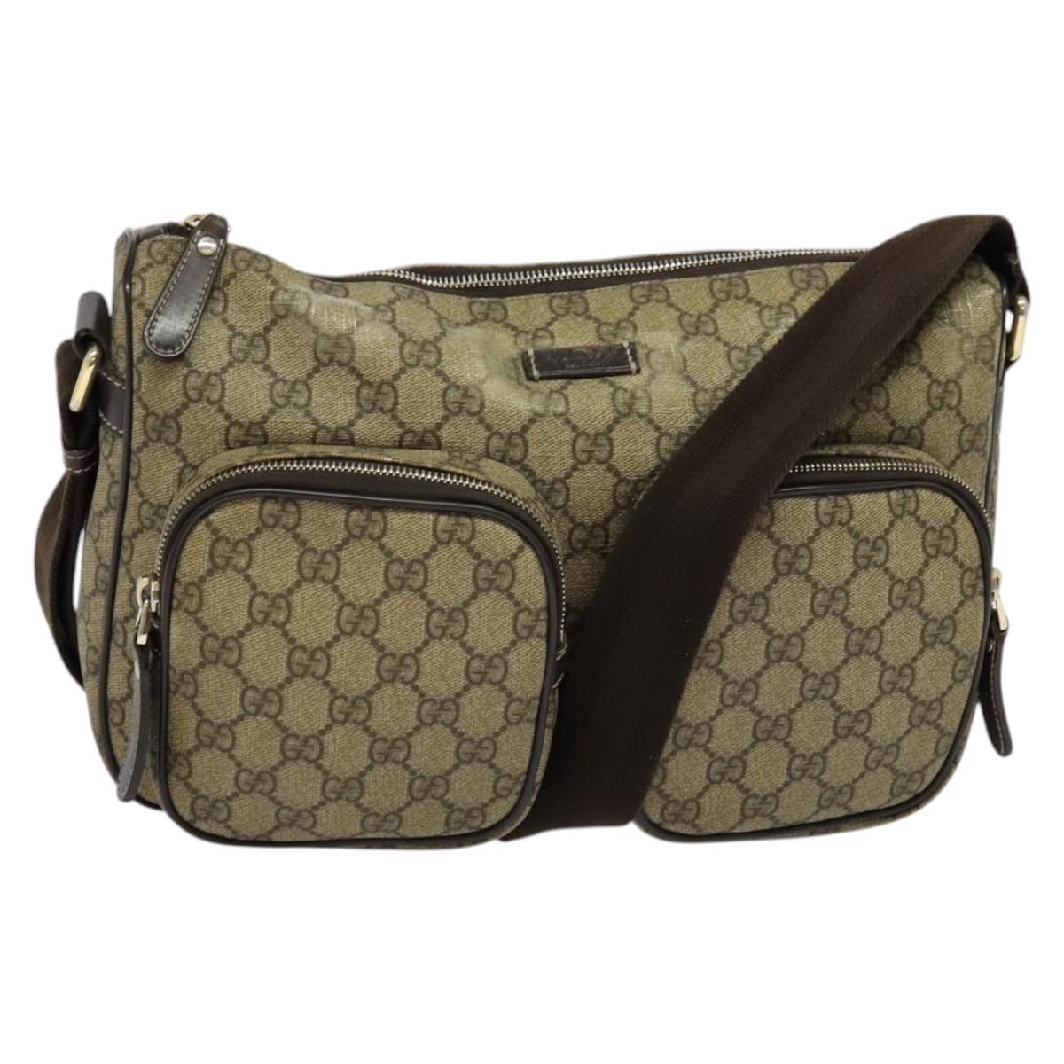 GUCCI GG Supreme Shoulder Bag PVC Beige Gold 246881 Auth sw1110