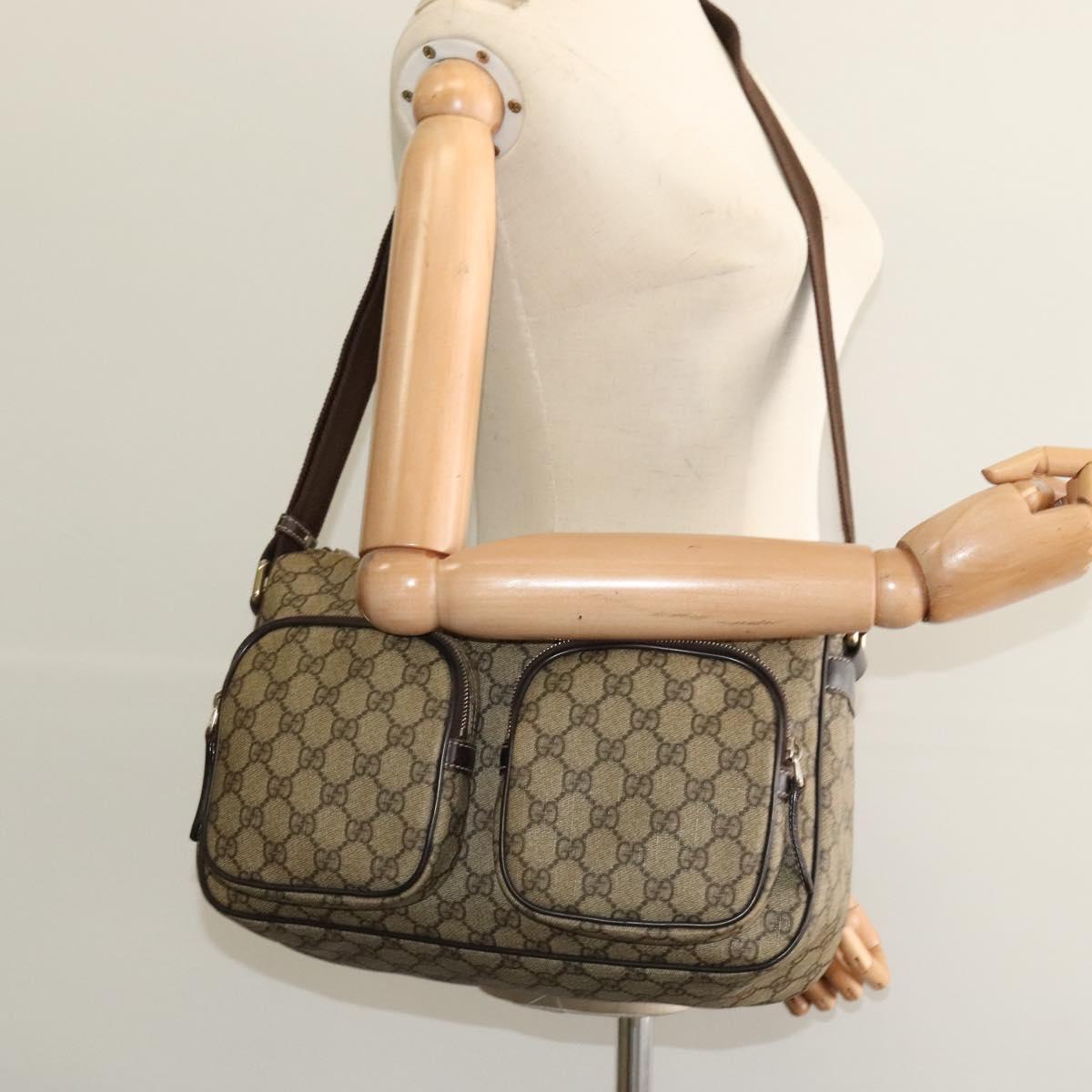 GUCCI GG Supreme Shoulder Bag PVC Beige Gold 246881 Auth sw1110