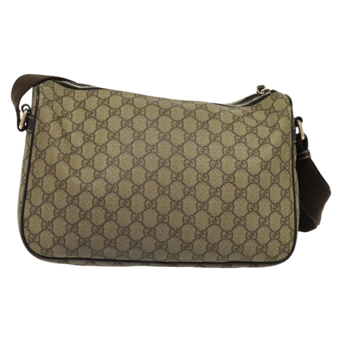GUCCI GG Supreme Shoulder Bag PVC Beige Gold 246881 Auth sw1110
