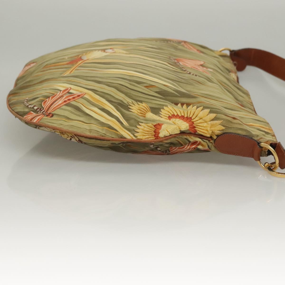 Salvatore Ferragamo Shoulder Bag Nylon Green Gold Auth sw1112