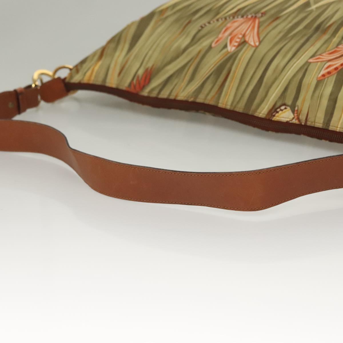 Salvatore Ferragamo Shoulder Bag Nylon Green Gold Auth sw1112
