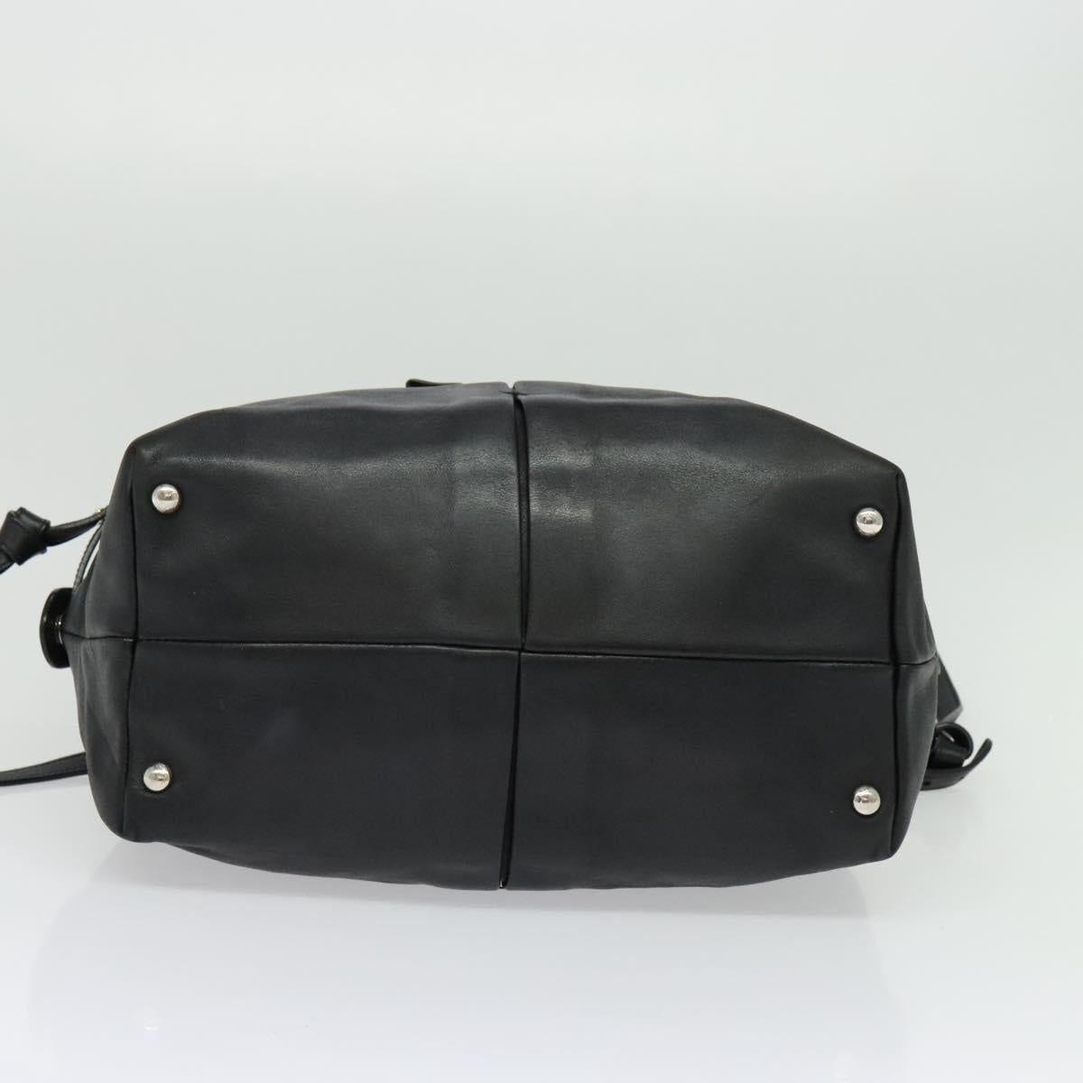 Salvatore Ferragamo Hand Bag Leather Black Silver Auth sw1115