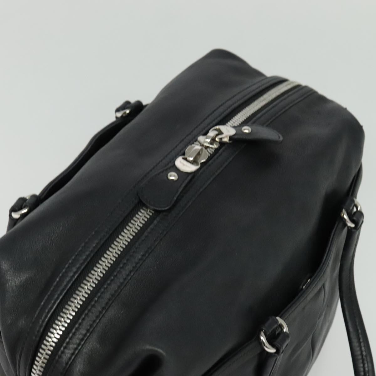 Salvatore Ferragamo Hand Bag Leather Black Silver Auth sw1115