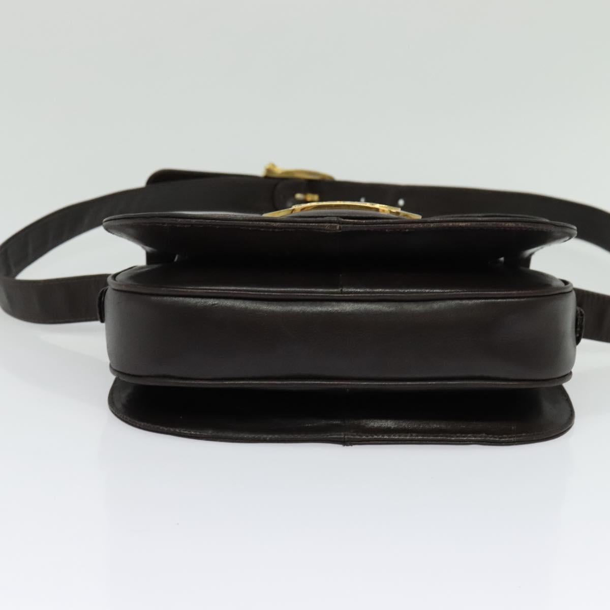 CELINE C Sulky Shoulder Bag Canvas Beige Gold Auth sw1120