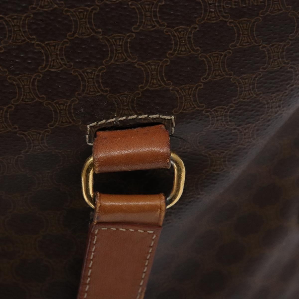 CELINE Macadam Canvas Hand Bag PVC Leather Brown Gold Auth sw1125