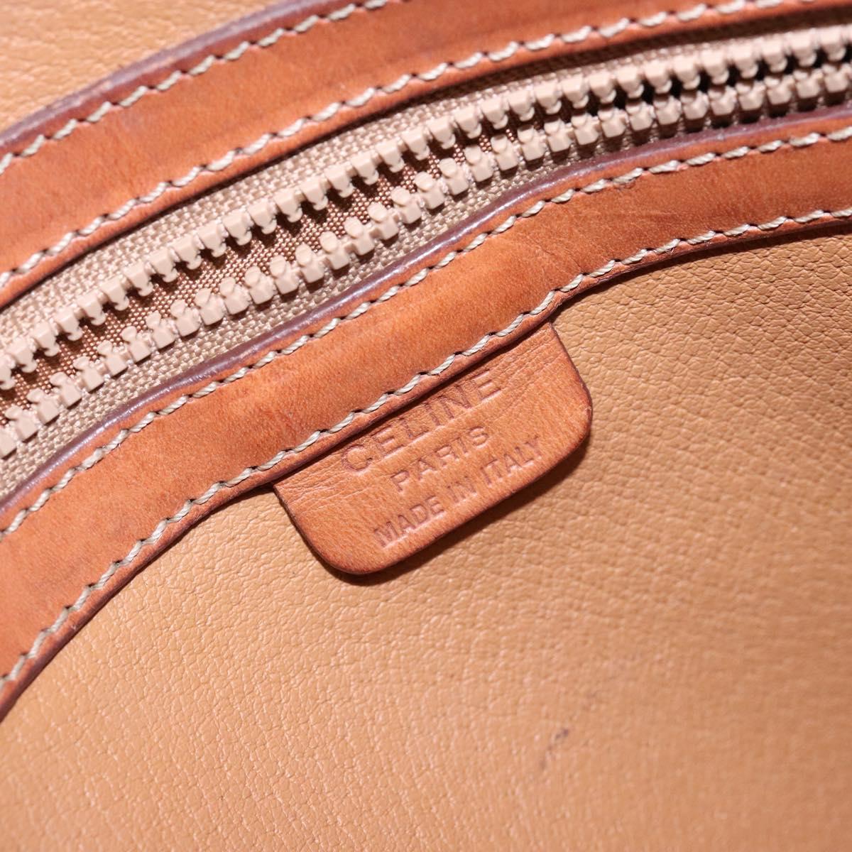 CELINE Macadam Canvas Hand Bag PVC Leather Brown Gold Auth sw1125