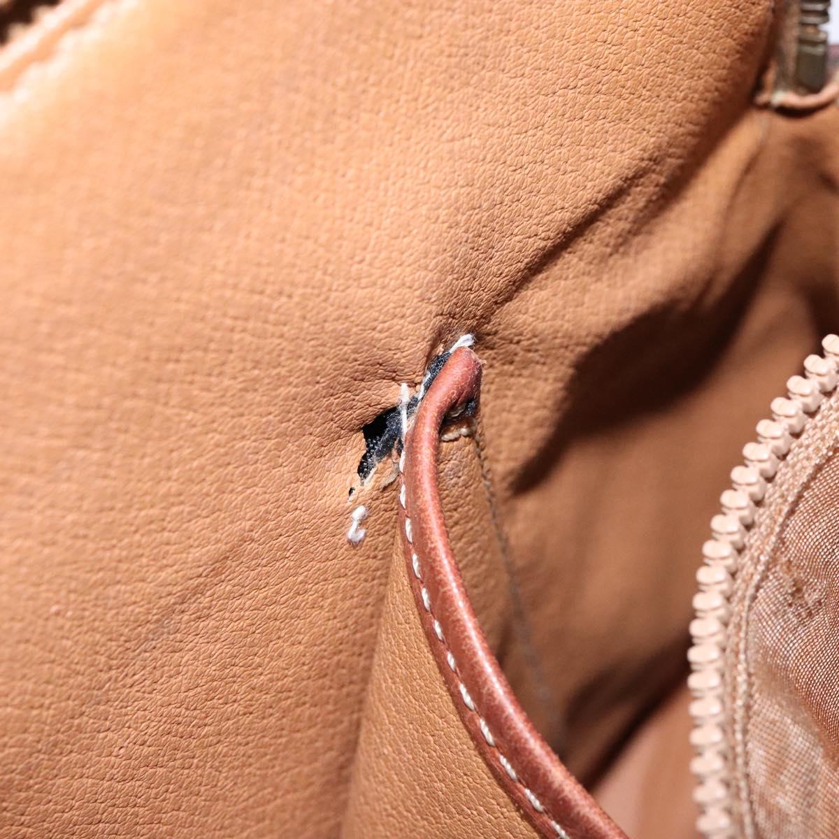 CELINE Macadam Canvas Hand Bag PVC Leather Brown Gold Auth sw1125