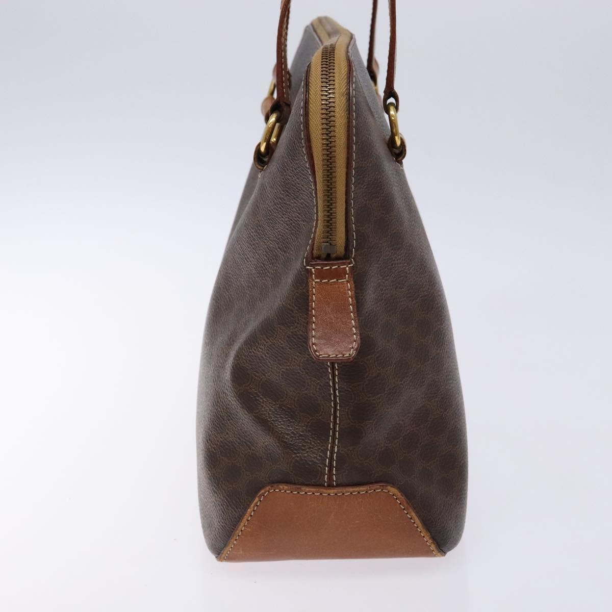 CELINE Macadam Canvas Hand Bag PVC Leather Brown Gold Auth sw1125